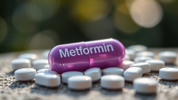 Close-up of metformin tablet for brain pathway diabetes treatment.