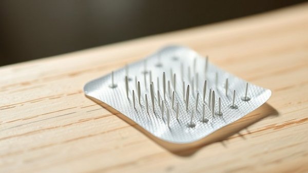 Close-up of microneedle patch on wooden surface, detailed view.