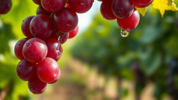 VINIA Resveratrol Polyphenol Brand grape close-up in vineyard.