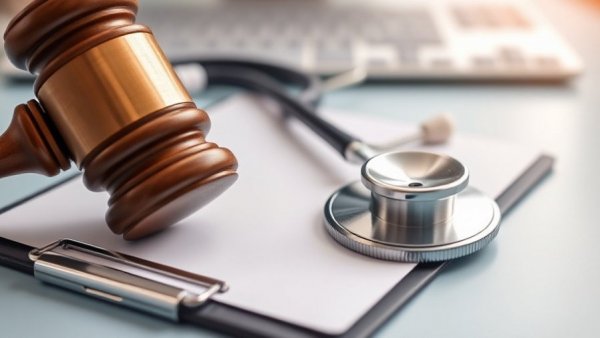 Gavel and stethoscope on clipboard near keyboard, symbolizing Medicare AI prior authorization pilot.