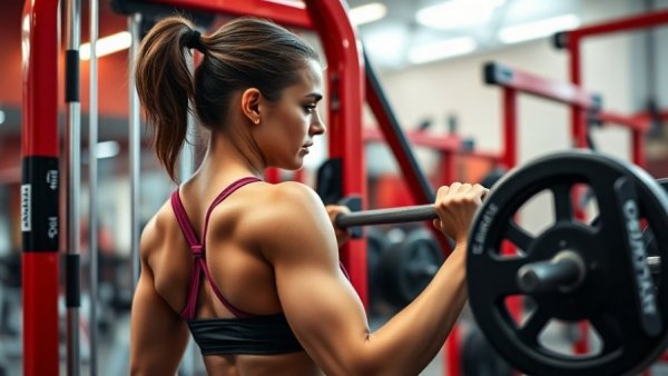 Back and Biceps Workout for Women: Woman using lat pulldown machine in gym.