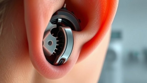 Close-up view of a fully implanted cochlear implant in a medical setting.