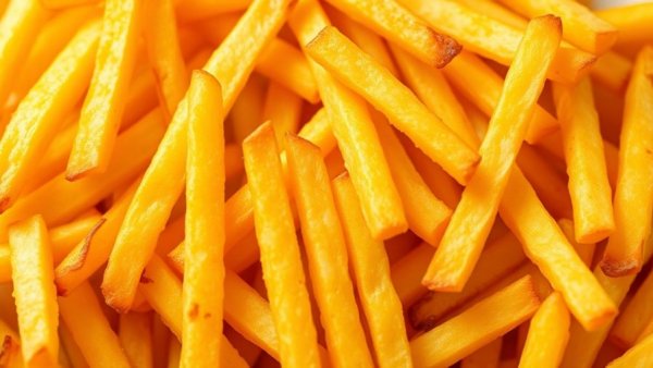 Golden crispy fries prepared using microwave frying technique.