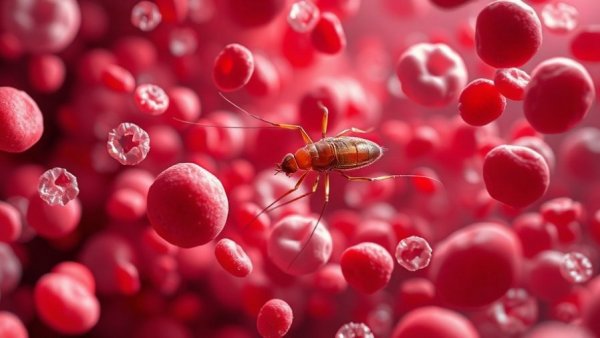 Molecular shredder parasite immune evasion in bloodstream illustration.