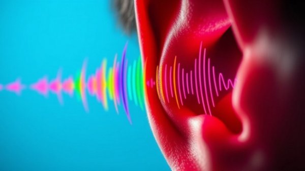 Gene Therapy Restores Hearing concept with sound waves near an ear.