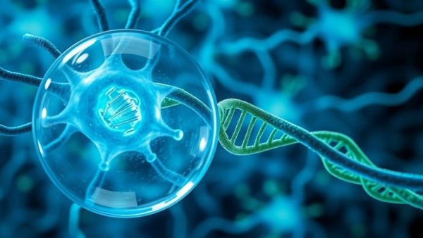 Illustration of neurons with RNA barcodes for brain mapping
