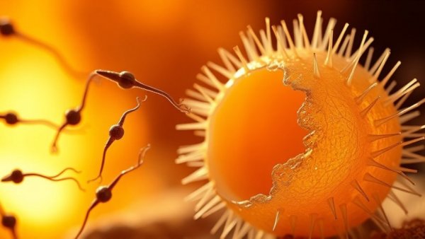 Sperm approaching egg illustrating reversible male birth control concept.