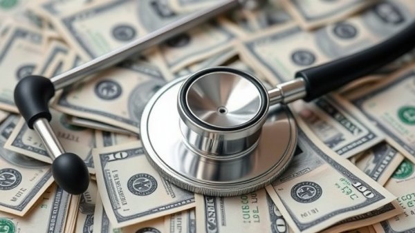 Stethoscope on dollar bills representing digital health funding concentration.