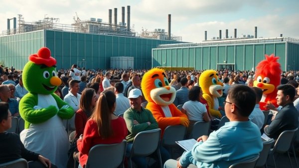 WM opens new recycling facility in Indianapolis with audience and mascots.