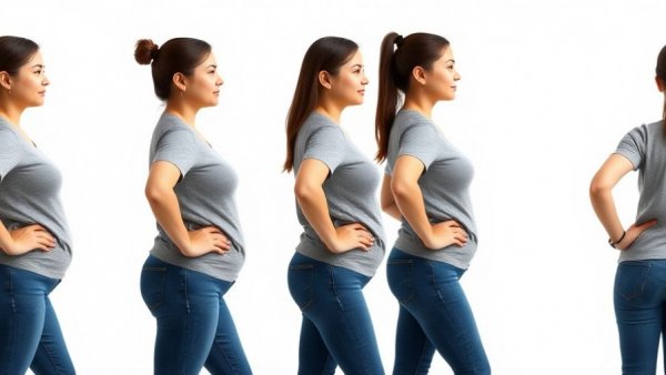 Weight loss progression of a woman showing eating habits linked to lower weight.