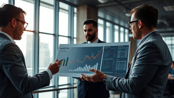 Professionals in a business meeting discussing GRAFAPEX commercialization update.