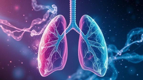 Futuristic book cover on indoor air pollution, digital lungs design.