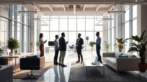 Modern office discussing work, highlighting prolonged sitting health risks.