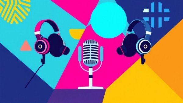 Podcast-themed illustration with vibrant colors, urgent care clinics providing abortions.