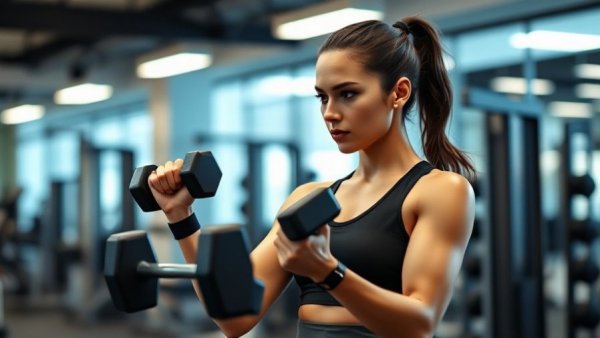 Woman in gym emphasizes importance of warming up before exercise.