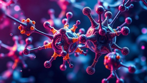 Futuristic molecular structure depicting mRNA therapy delivery enhancement.