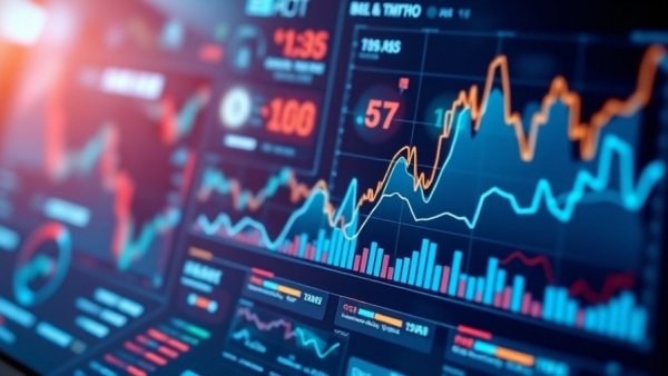Futuristic infographic depicting Vext revised financial results.