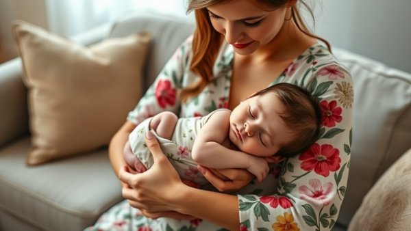 Caring woman with newborn, Montana Medicaid Doula Care, cozy living room.