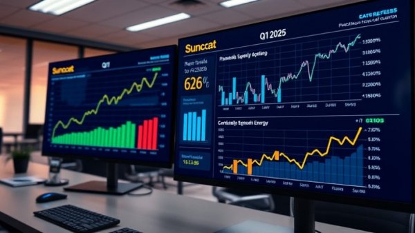 Suncor Energy Q1 2026 financial results digital chart rendering.