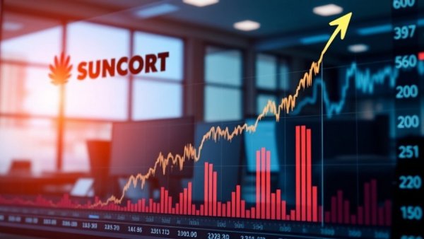 Suncor Energy financial results Q1 2026 chart with upward trend.