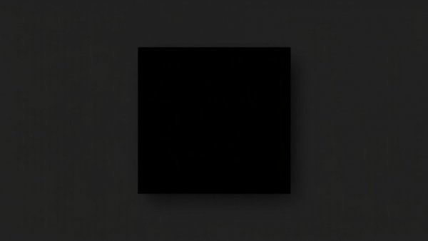 Minimalistic black square symbolizing uncertainty.