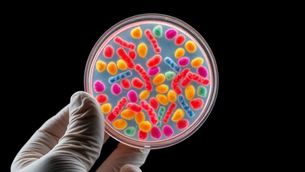 Graphene kills harmful bacteria superbugs in Petri dish with colonies.