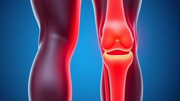Illustration of knee arthritis highlighting inflammation.