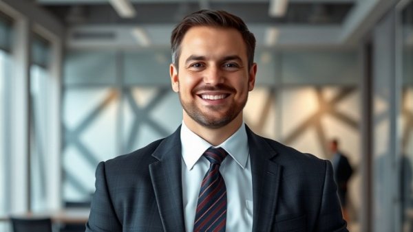 Confident executive in direct selling industry, smiling indoors.