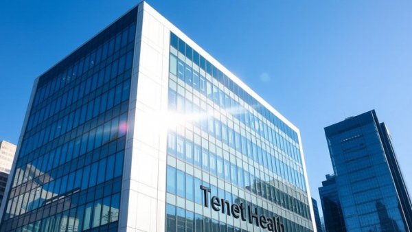Corporate building façade of Tenet Health under clear sky