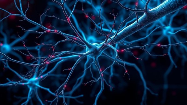 Neuron network illustration showing synapses in Alzheimer's context