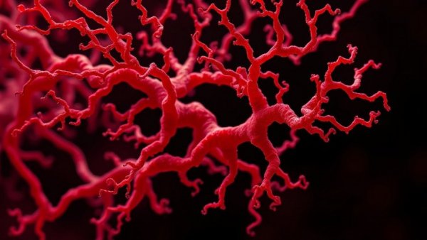 Intricate red amoebae structures highlighting health risks.