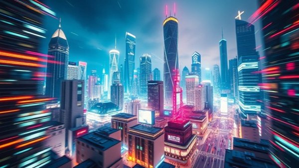 Dynamic futuristic cityscape reflecting Clear Blue Technologies Growth Opportunities.