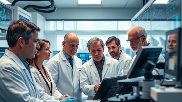 Researchers conducting stem cell study on chronic kidney disease in a lab.
