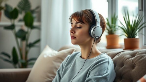 Content woman enjoying music at home; prevent dementia 2026