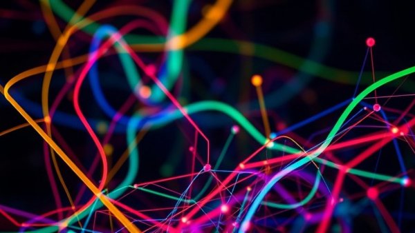 Abstract Vibe Growth Share Consolidation visual with colorful lines.
