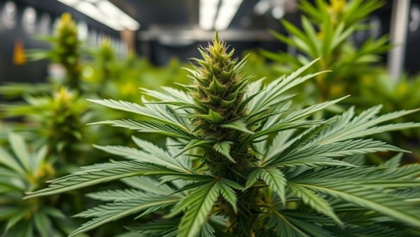 Medical cannabis plant in a modern facility.