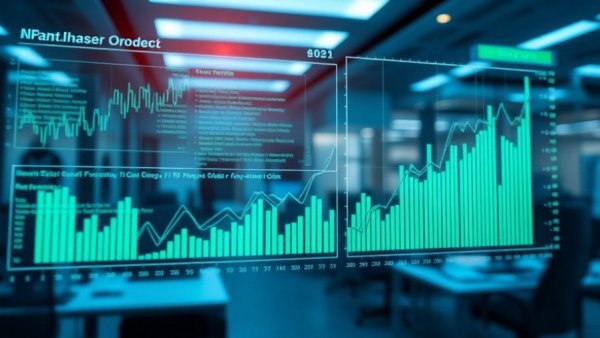 Futuristic charts illustrating purchase order financing