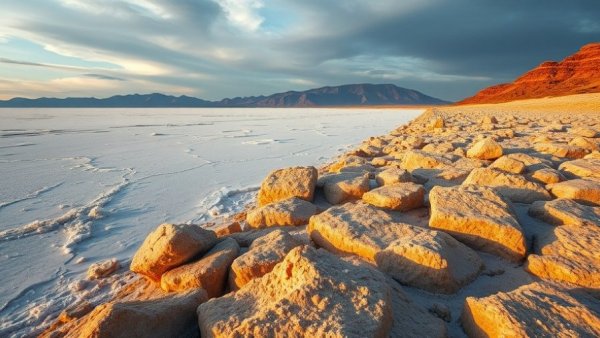 Serene salt flats under dramatic sky highlighting Utah Data Center climate impact.