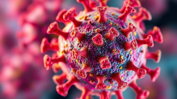 Intricate 3D viral model depicting universal antiviral drugs concept.