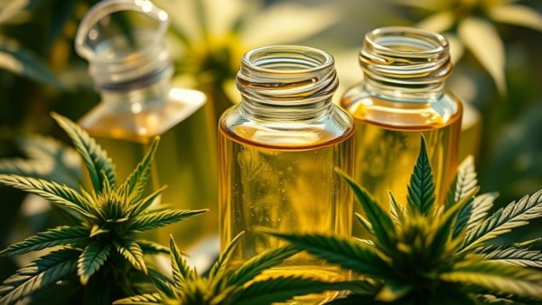 Close-up of Northern Drip cannabis extracts in glass containers.
