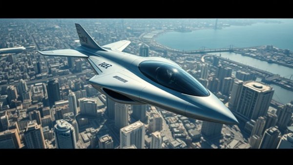 Futuristic aircraft indicating synthetic aviation fuel innovation