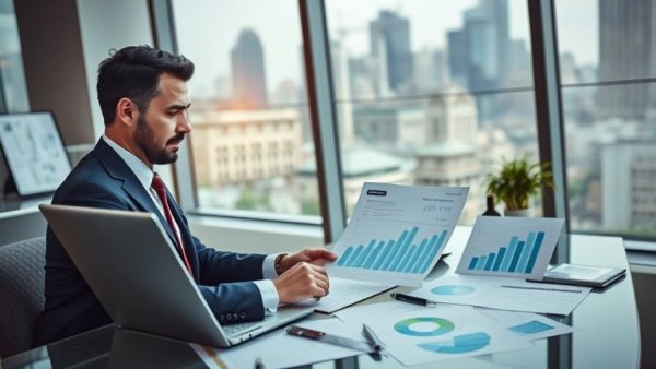 OS Therapies financial update illustration with businessman in office.