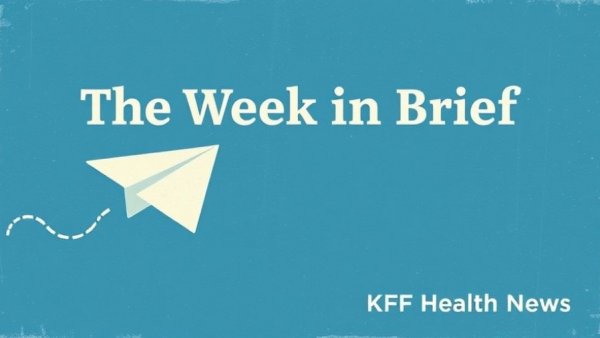 Blue textured graphic with paper airplane and text 'The Week in Brief', related to Robert F. Kennedy Jr. Vaccine Rhetoric.