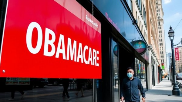 Obamacare sign above a storefront as person walks by, ACA deductible increase context.