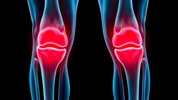X-ray of knee joints showing arthritis inflammation