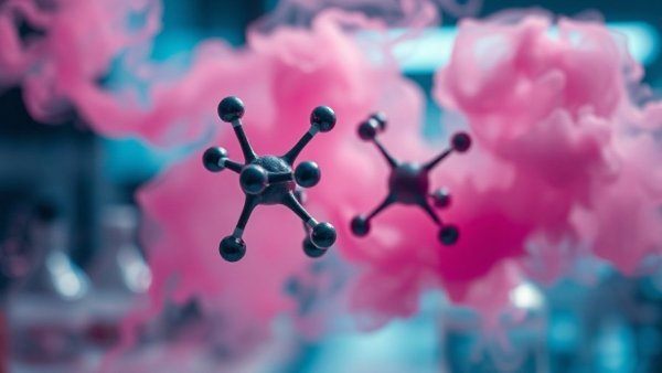 Close-up of molecular structure depicting cancer-causing chemicals.