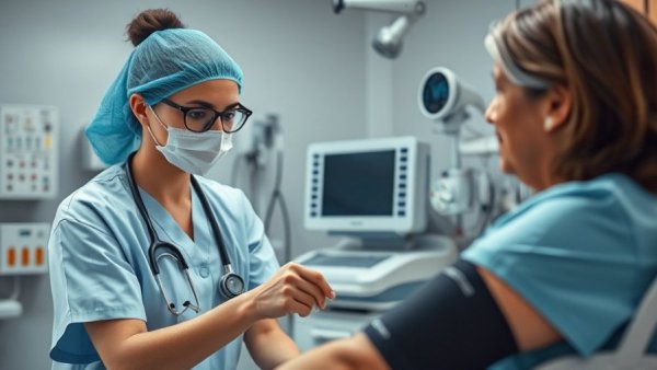 Healthcare professional measures patient's blood pressure, GLP-1 drugs and blood pressure context.