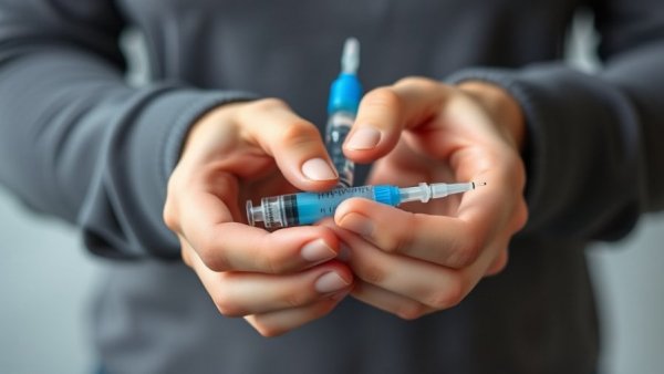 Close-up of hands holding a weight-loss injection pen, illustrating plateau effects.