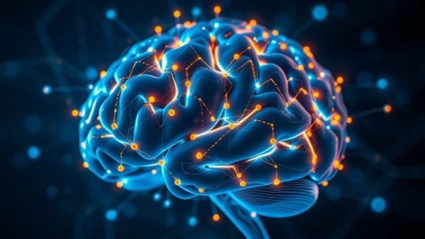 Digital depiction of a glowing brain highlighting neural activity.
