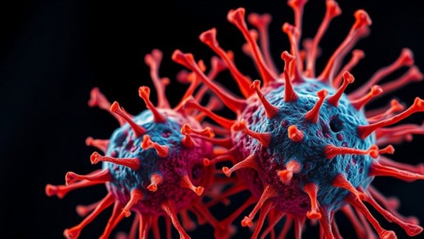 Colorful cancer cells with branching structures, Vitamin B12 and cancer.